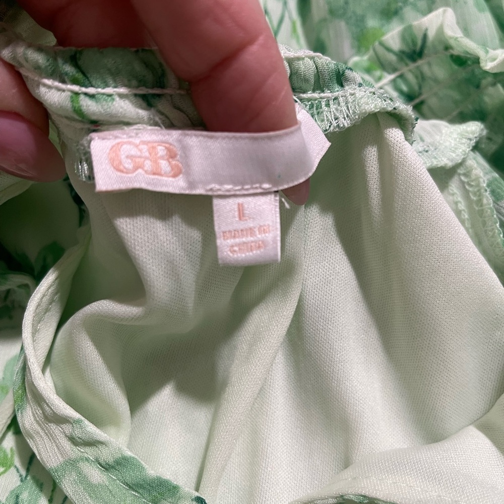 Gianni Bini Green Floral Mini Dress Sz L Easter Wedding Summer Spring Vacation - Picture 14 of 14